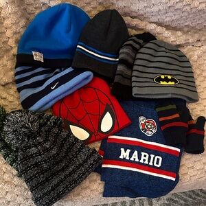 Little boys Kids Superhero Striped hat scarf lot